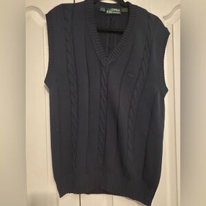 Vintage Classic V-Neck Navy Cotton Sweater Vest